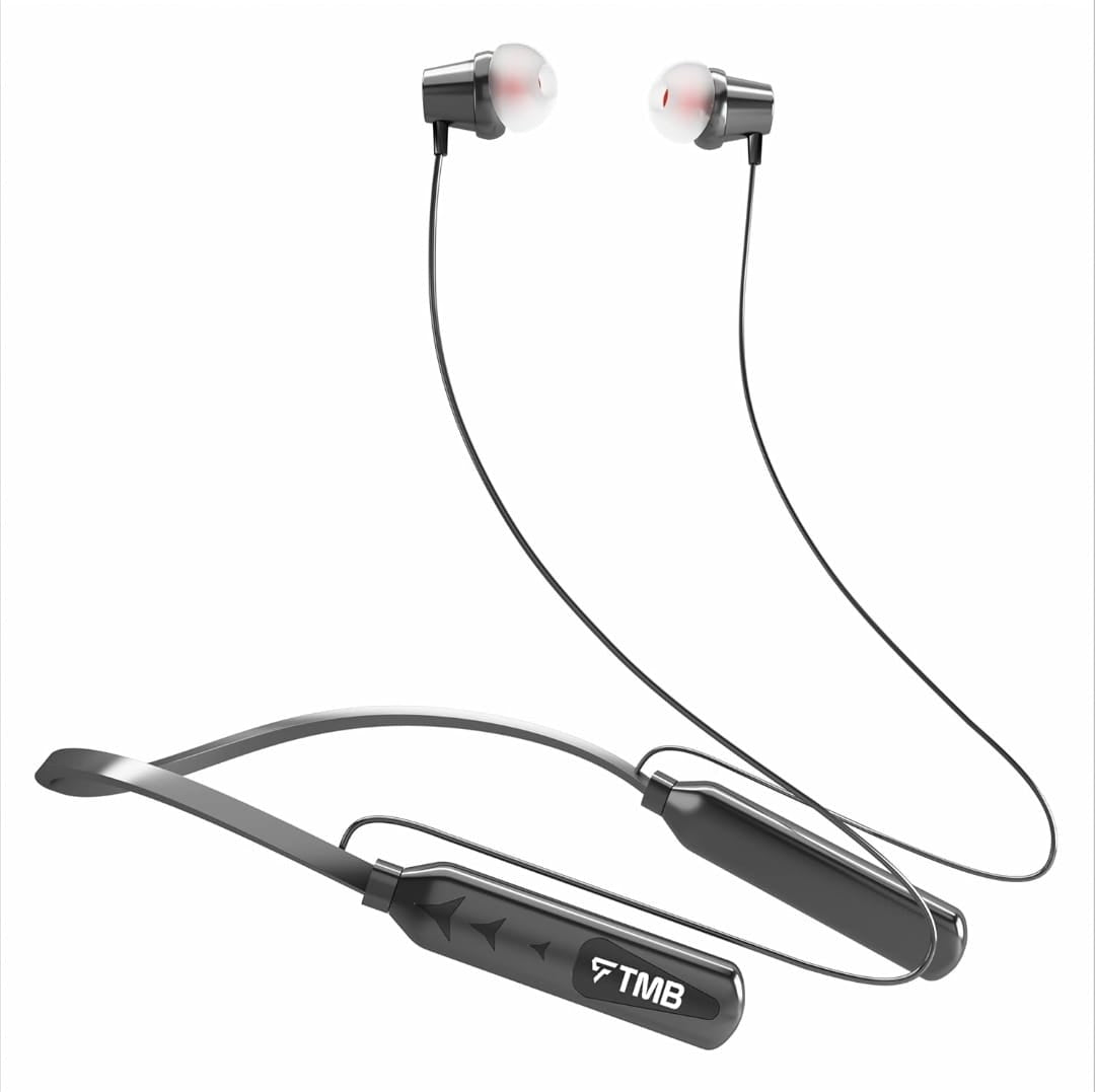 TMB M33 Bluetooth Earbuds - 6H Playtime, 250mAh Battery, Copper Speakers, Fast Charging, and Magnetic Buds (Black)